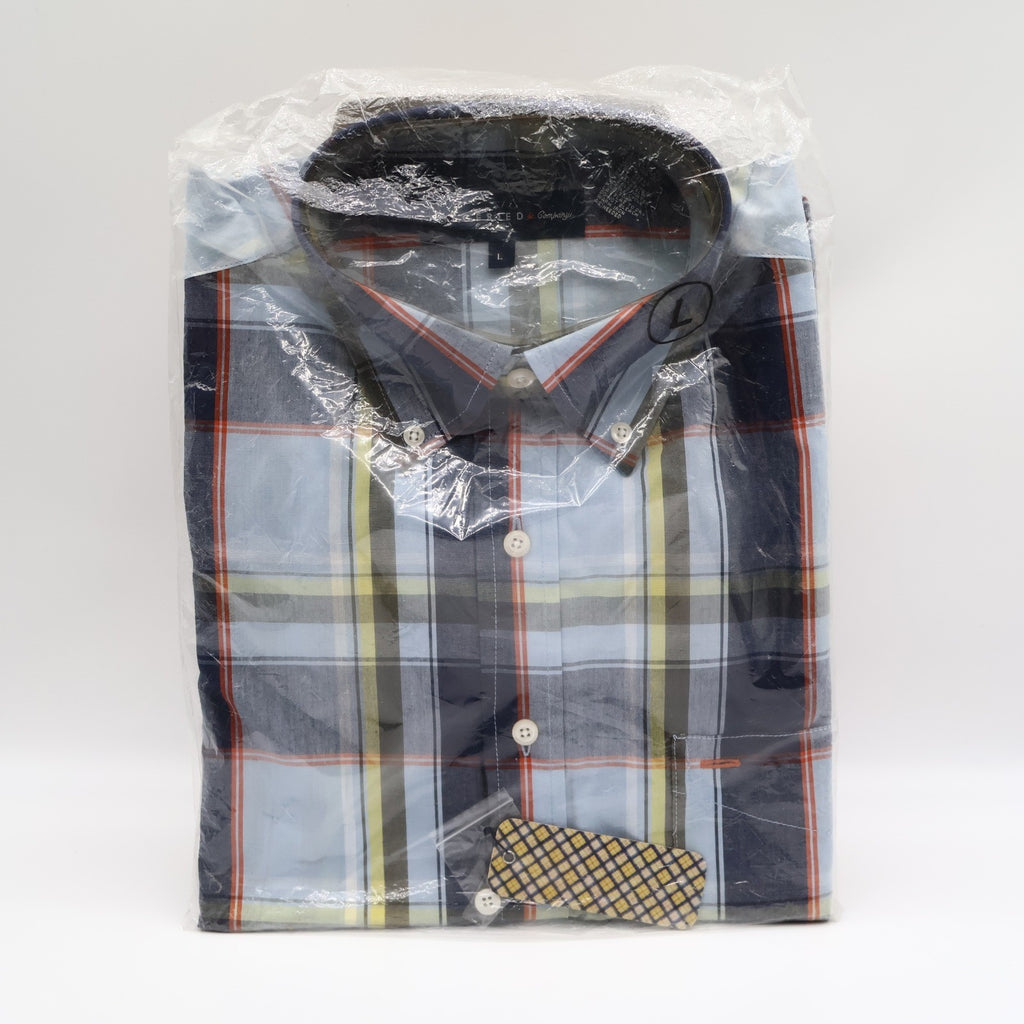 Siegfried & Company Plaid Button Down Shirt Mens Large Navy Blue Cotton NWT - take2supply