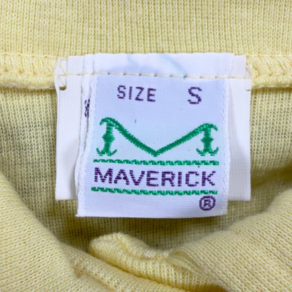 Maverick Vintage 70s Polo Shirt Juniors Small Yellow Cotton Blend NWT Deadstock - take2supply
