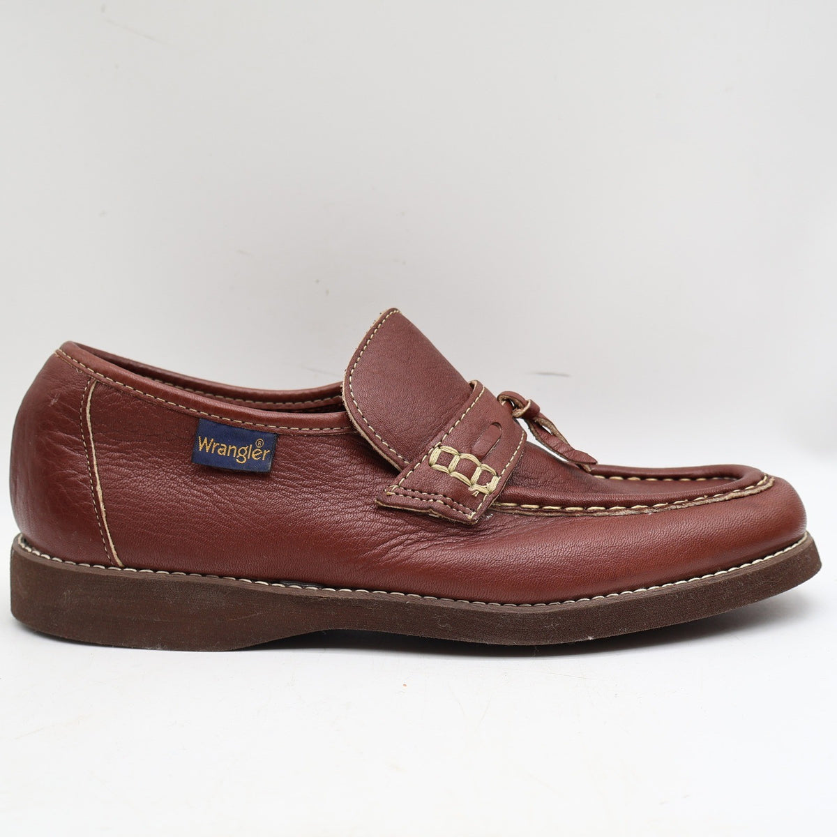 Wrangler Loafers Mens 8 M Vintage Brown Leather Deadstock Moccasin Toe 96-5527 - take2supply