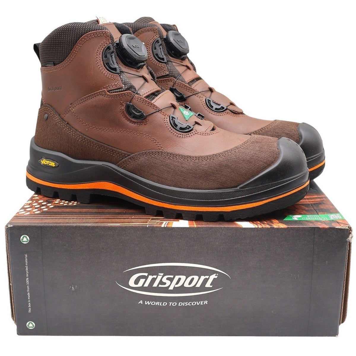 Grisport BOA Wolf Safety Boot Mens 11 Brown Waterproof Vibram Composite Toe 6" - take2supply