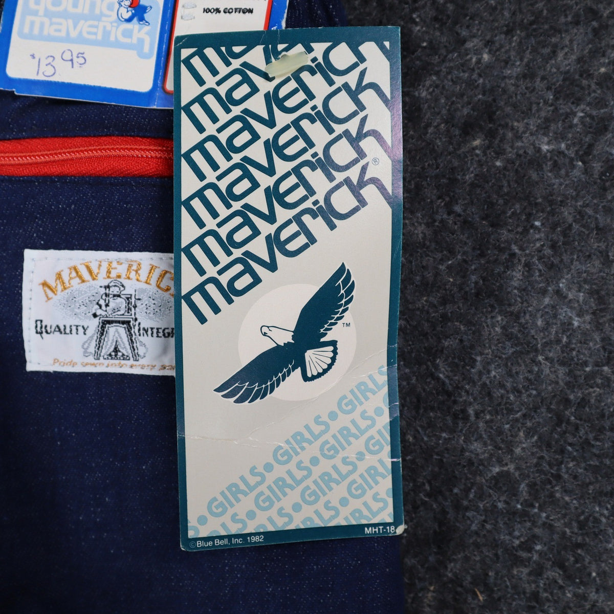 Vintage Young Maverick Girls Jeans 7 Blue Red Piping Elastic Waist USA NWT - take2supply
