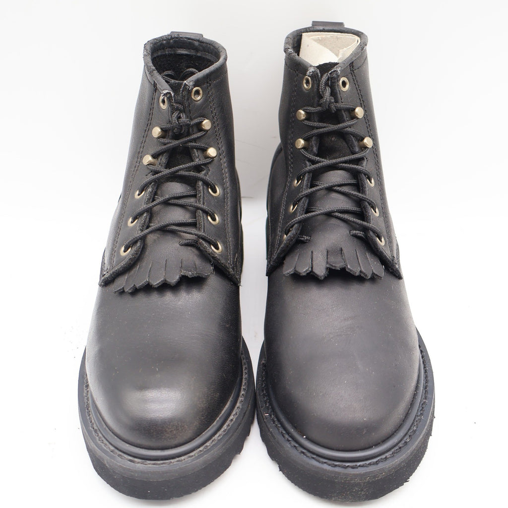 Double-H Western Packer Boots Womens 6.5 M Y2K Black Leather Lace Up Kiltie 9346 - take2supply
