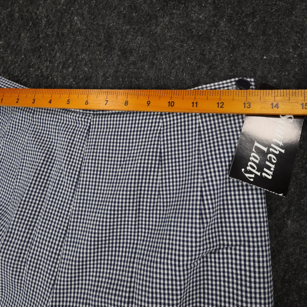 Southern Lady Gingham Pants Womens 8 Navy Blue White Check Stretch High Rise NEW - take2supply