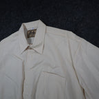 Fulton Street Shirt Works Polo Mens 2X Vintage 90s Cream Banded Bottom USA Made - take2supply
