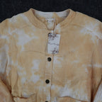 Hem & Thread Womens S Tan Cream Tie Dye Cotton Gauze Snap Bomber Jacket NWT - take2supply