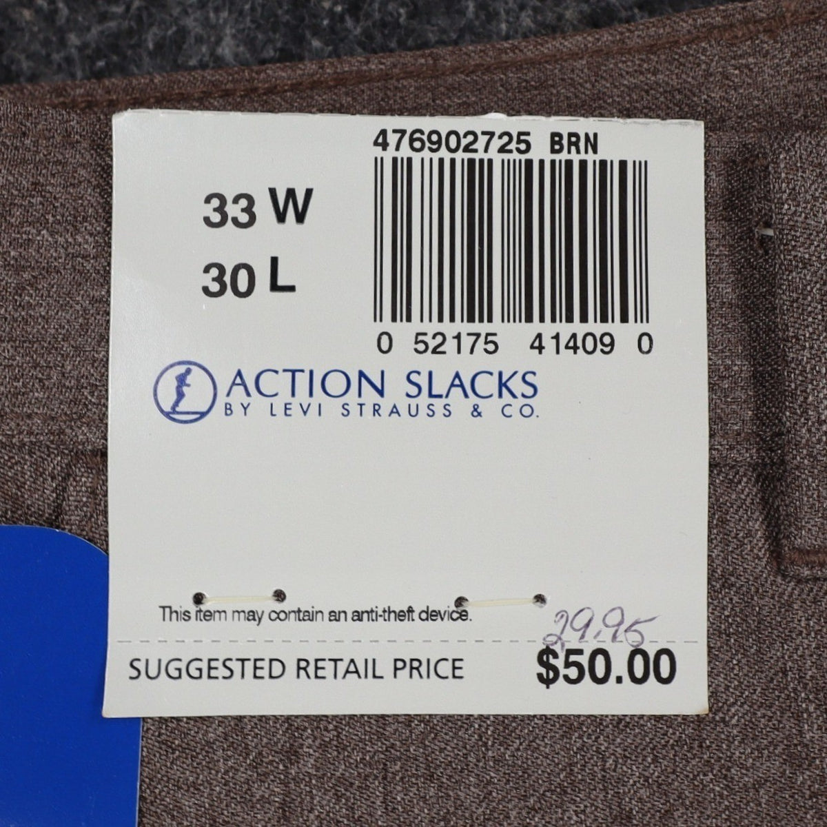 Levi Strauss Action Slacks Mens 33x30 Vintage Brown Stretch Waist Dress Pants - take2supply