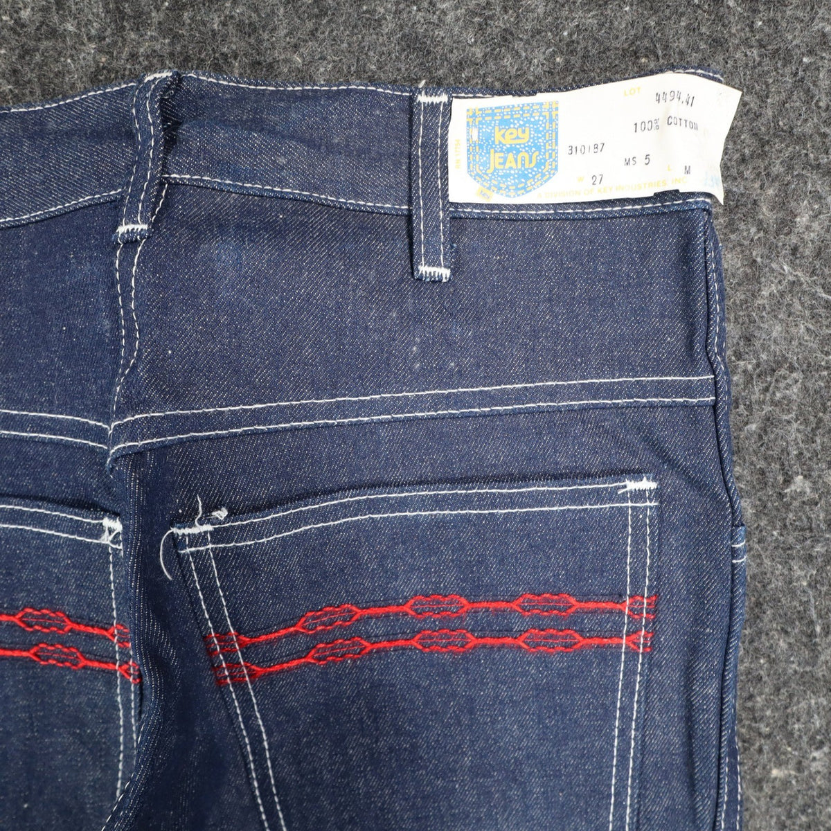 Key Jeans Vintage Womens 27 M Blue Red Embroidered Flare Jeans NWT - take2supply