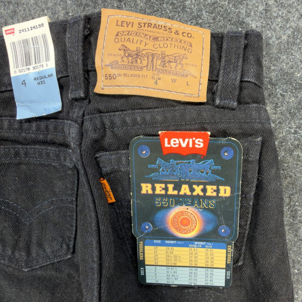 Levi's Vintage 90s 550 Relaxed Fit Jeans Kids 4 Black Made in USA NWT - take2supply