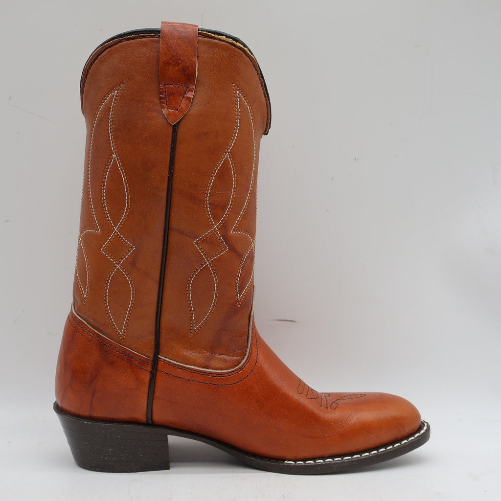 Laredo Western Boots Boys 2.5 D Vintage 90s Rust Leather Made in USA Deadstock - take2supply