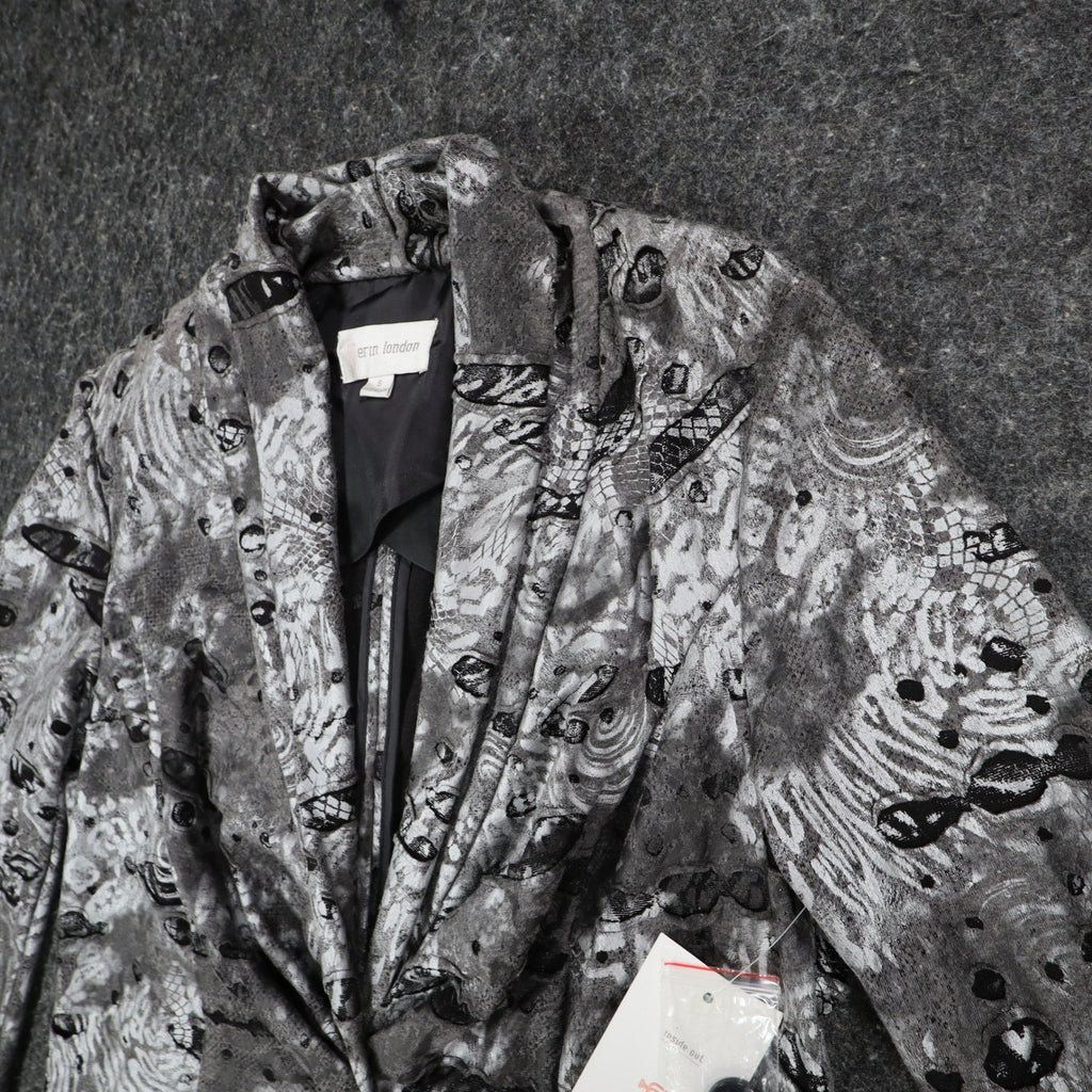 Erin London Blazer Jacket Womens Small NWT Gray Abstract Knit Single Button - take2supply