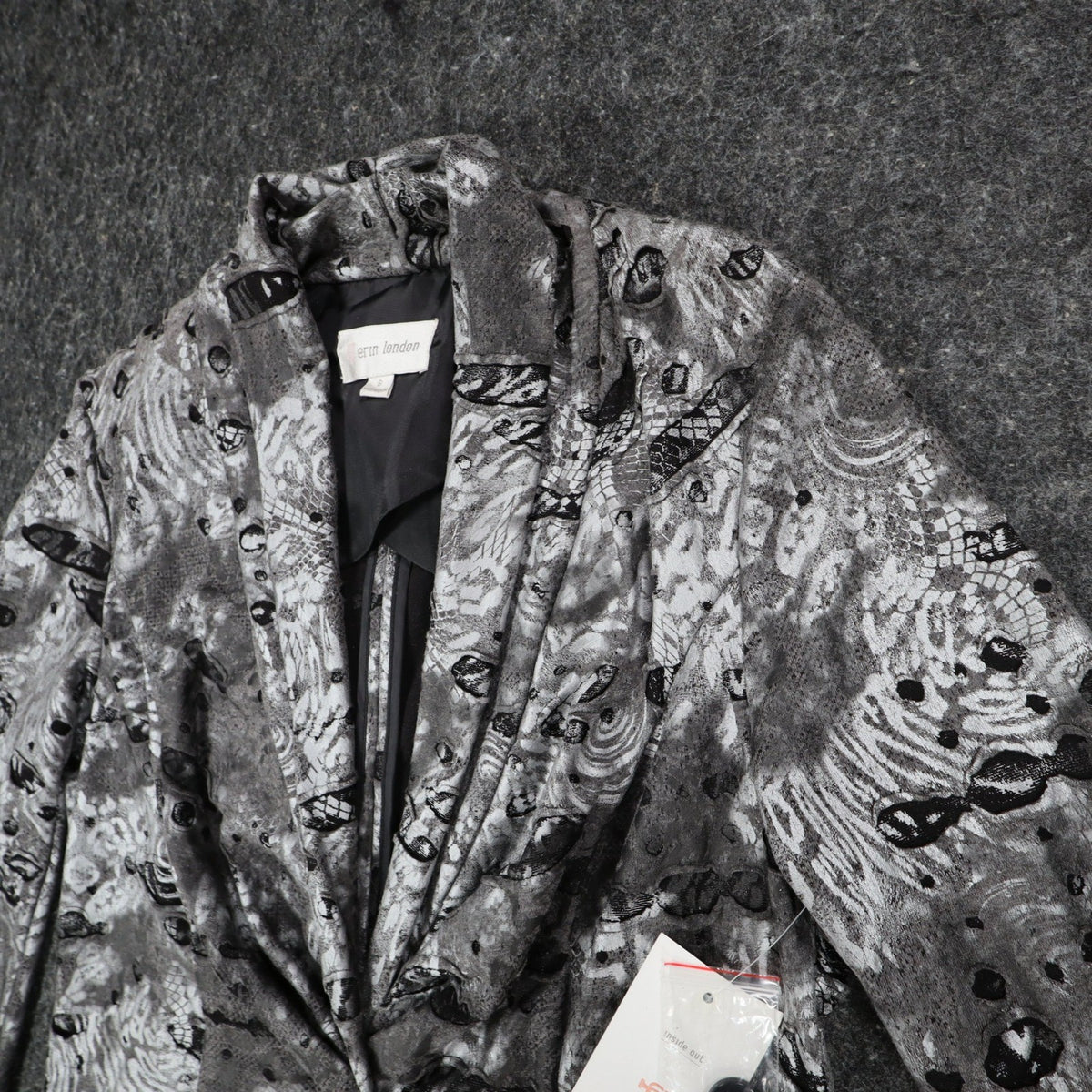 Erin London Blazer Jacket Womens Small NWT Gray Abstract Knit Single Button - take2supply