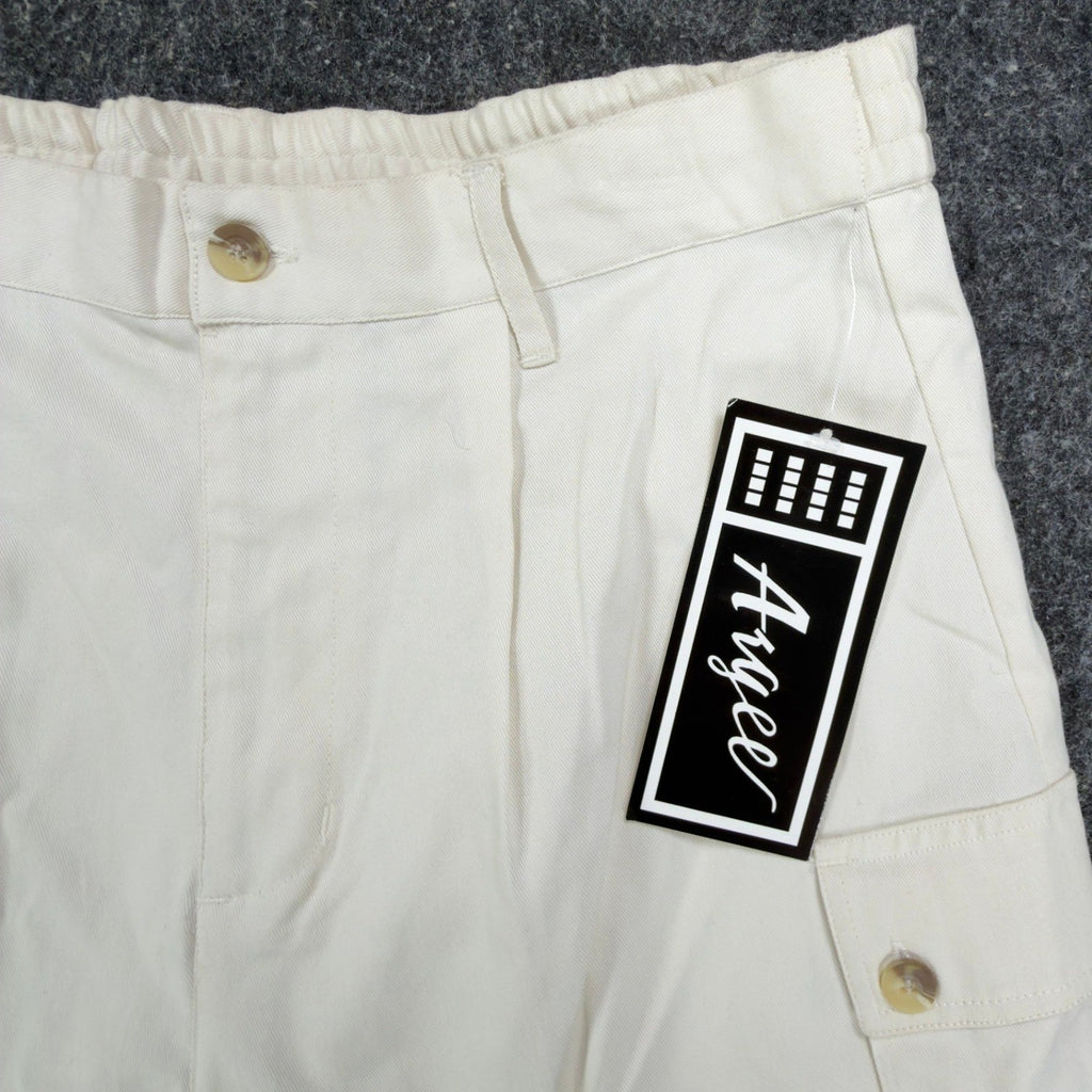 Argee Vintage 90s Cargo Shorts Womens M Ivory Cotton Deadstock NWT - take2supply