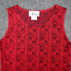 N Touch Tank Top Womens Size M Red Black Geometric Sleeveless Textured Knit NWT - take2supply