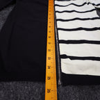 Lana Lee Tunic Sweater Womens Large Black White Striped Colorblock Zip Back New - take2supply