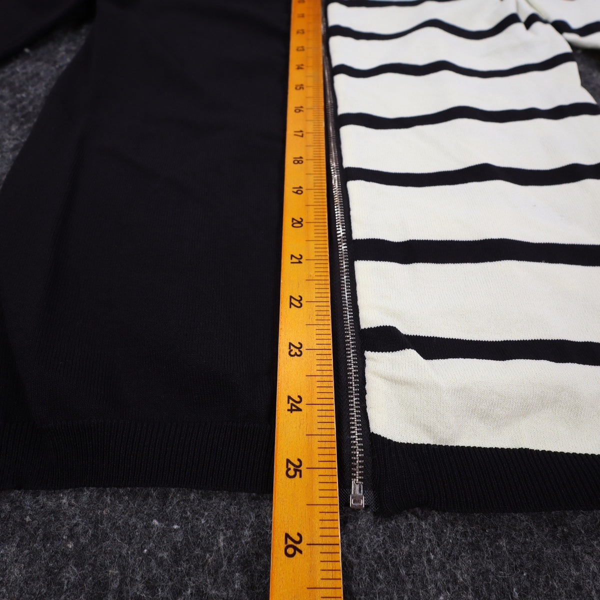 Lana Lee Tunic Sweater Womens Large Black White Striped Colorblock Zip Back New - take2supply