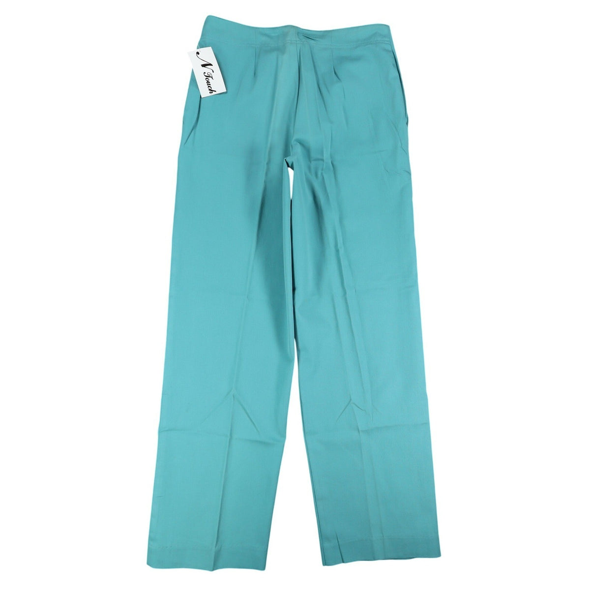 N Touch Straight Leg Pants Womens 10 Teal Azure Lagoon Cotton Tencel Trousers - take2supply