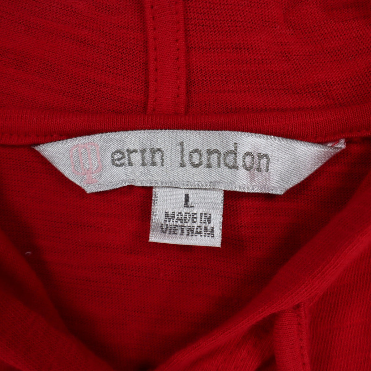 Erin London Womens L Red Cotton Hooded Pullover 3/4 Sleeve Top NWT - take2supply