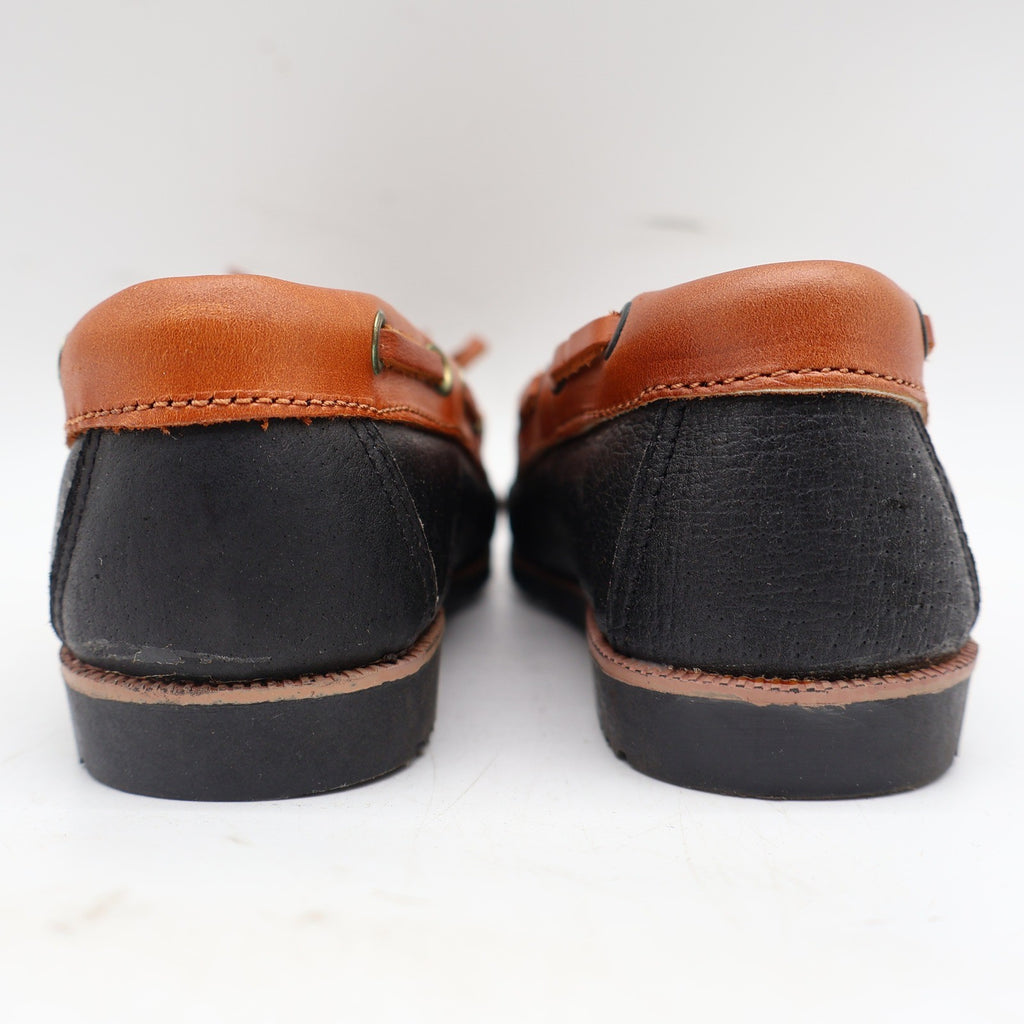 Red Camel Kamper Moccasin Loafers Kids 12.5 Vintage Black Tan Leather Kiltie - take2supply