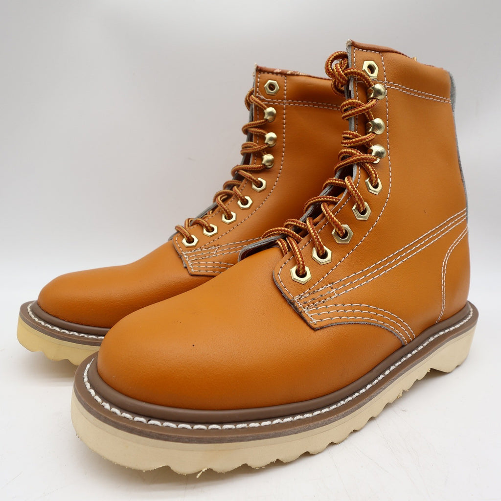 Walker Vintage 80s Work Boots Mens 3 E Tan Leather Deadstock New - take2supply