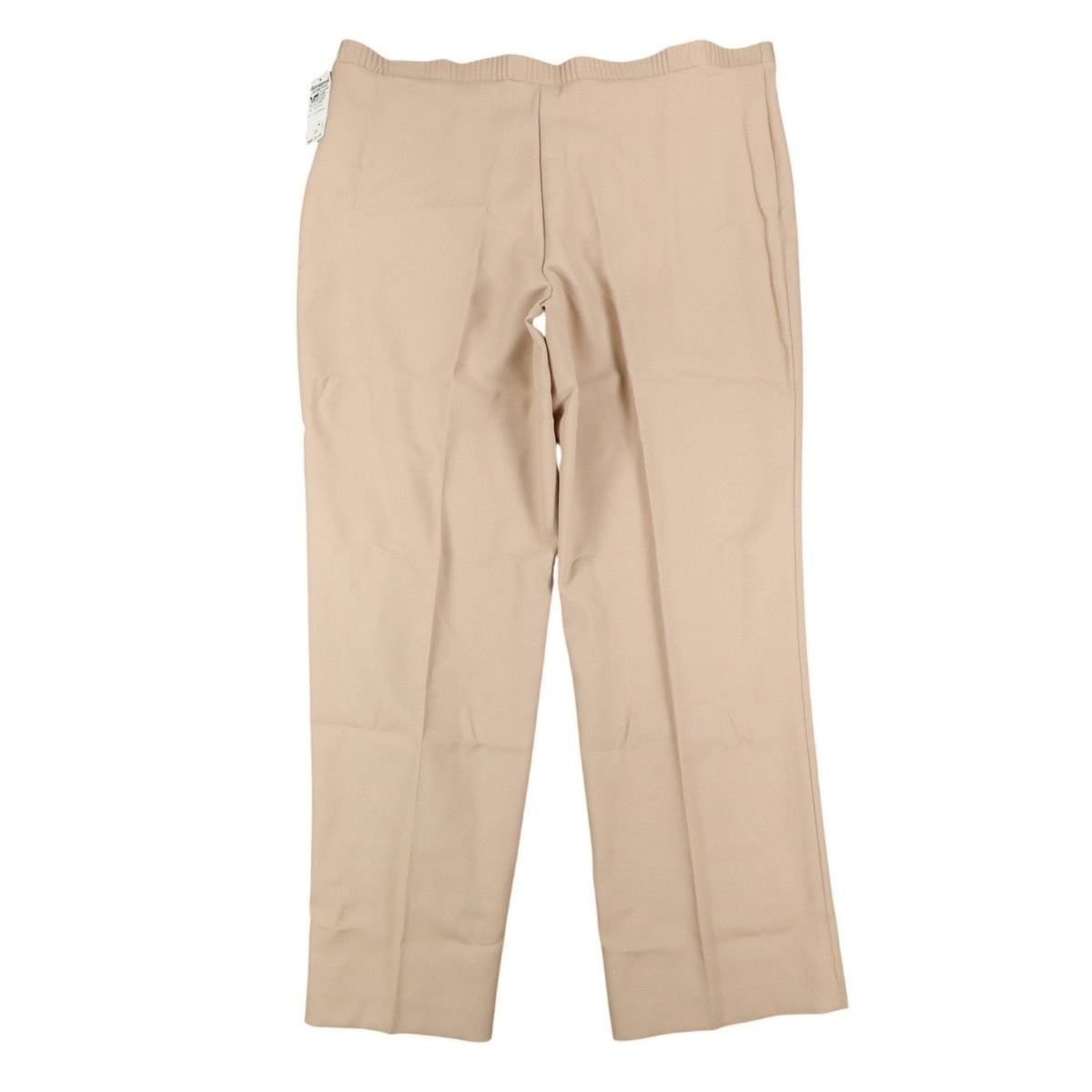 Back view of beige Donnkenny straight-leg pants laid flat