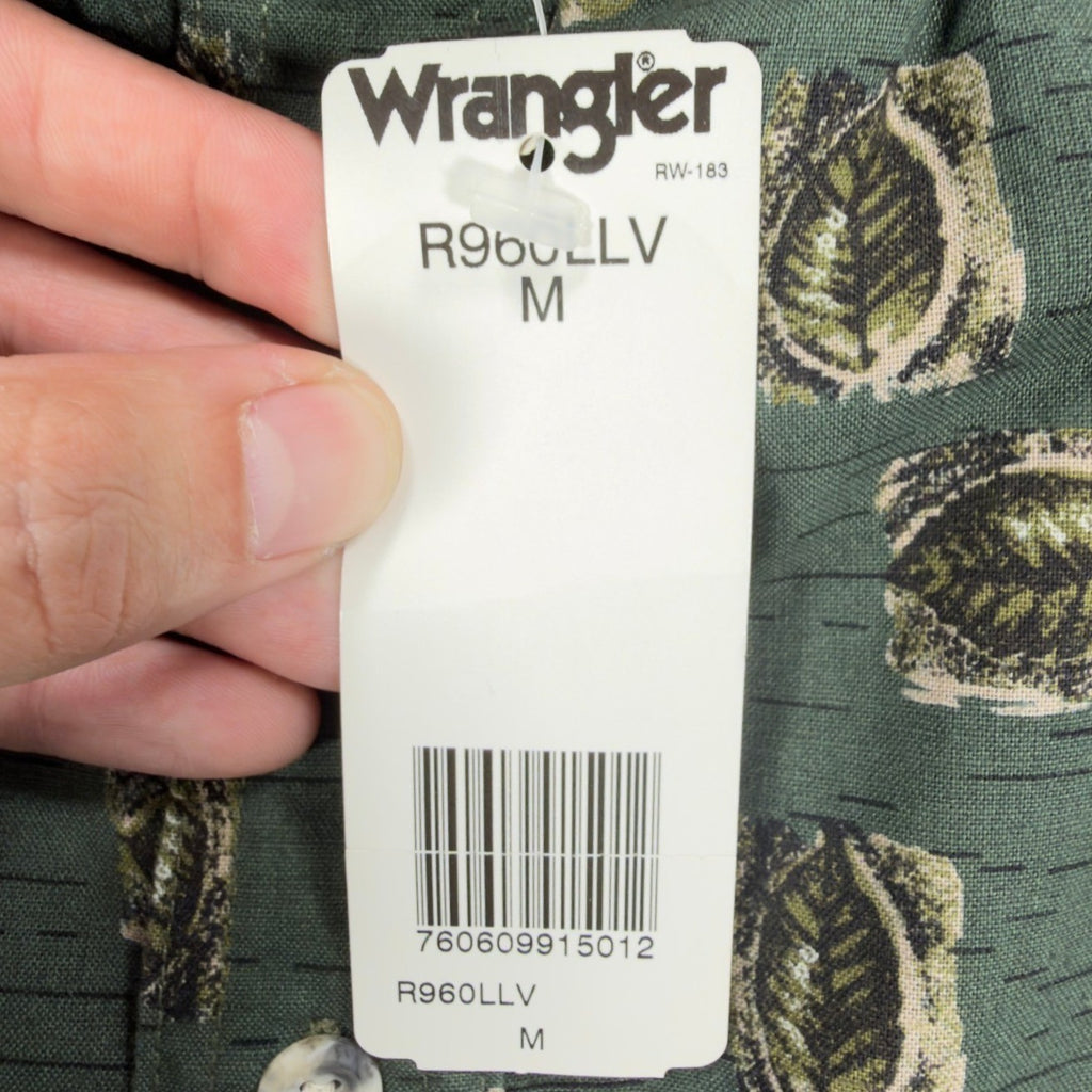Wrangler Rugged Wear Leaf Print Shirt Mens M Green Cotton NWT R960LLV New - take2supply