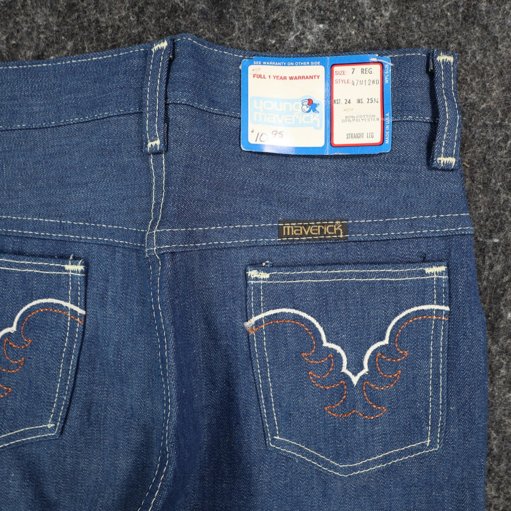 Vintage Young Maverick Boys Jeans 7 Regular Blue Straight Leg USA NWT - take2supply