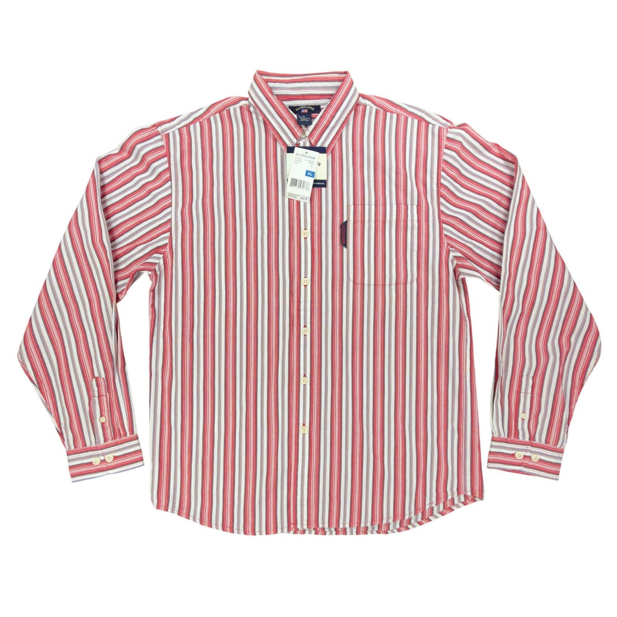 US Polo Assn Striped Button Down Shirt Mens XL Red White Cotton NWT - take2supply