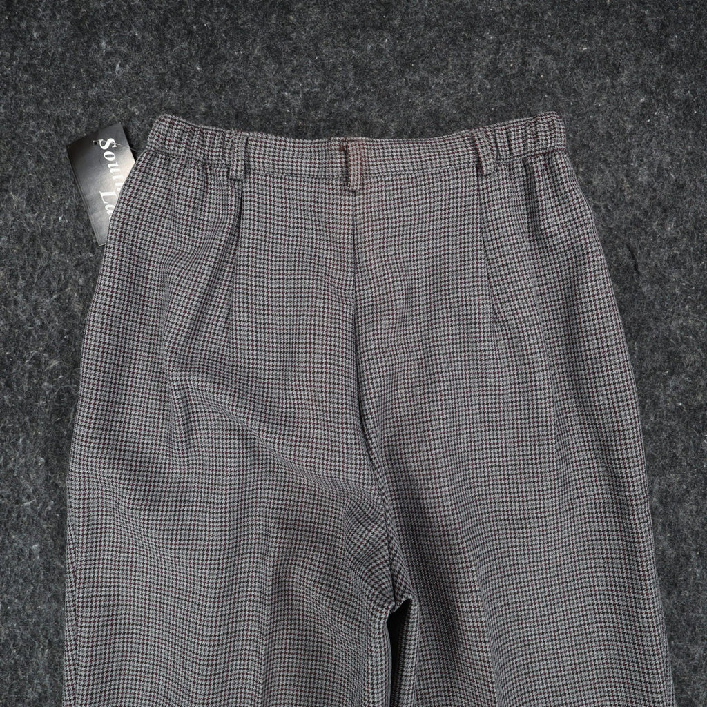 Southern Lady Plaid Dress Pants Womens 8 Vintage Grey Burgundy Pleated Trousers - take2supply
