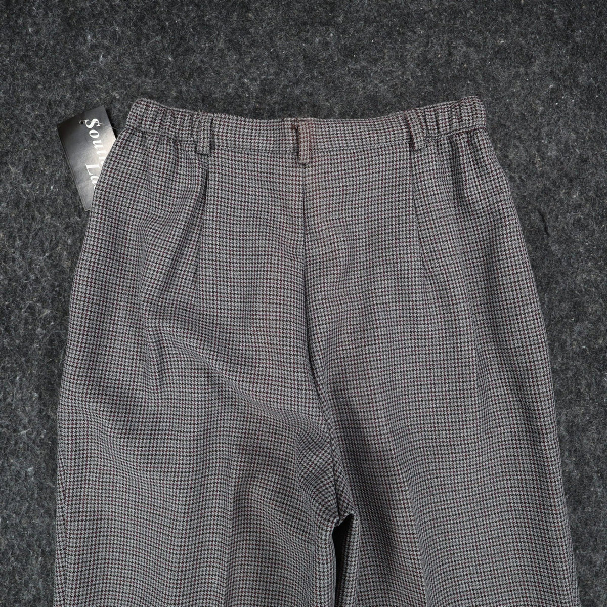 Southern Lady Plaid Dress Pants Womens 8 Vintage Grey Burgundy Pleated Trousers - take2supply