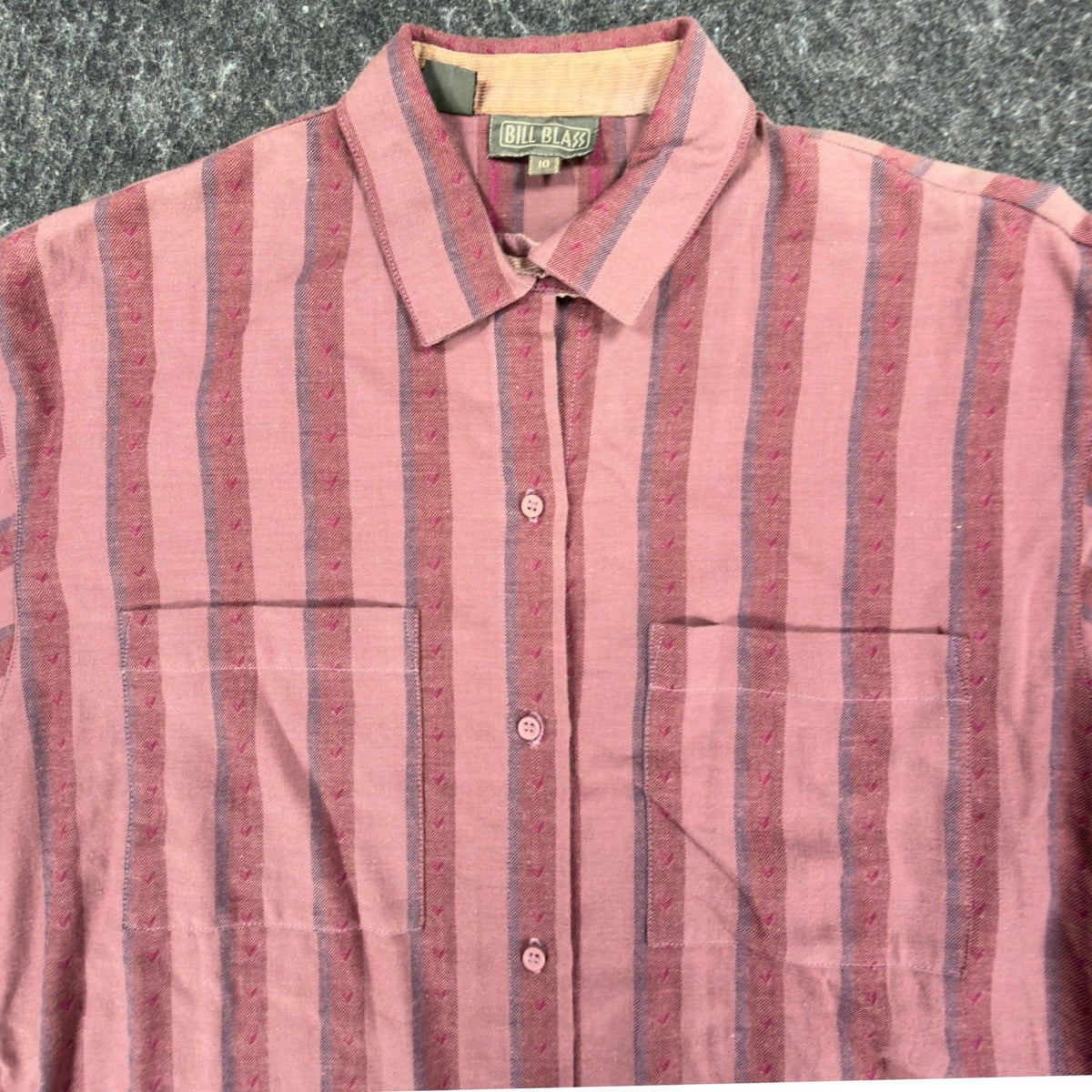 Bill Blass Vintage 80s Striped Button Down Shirt Womens 10 Fuchsia Cotton NWT - take2supply