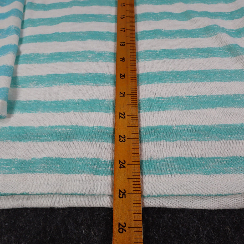 Tribal Jeans Womens S Aqua White Striped Lightweight Hooded Pullover Top NWT - take2supply