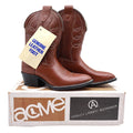 Acme Cowboy Boots Kids Size 10 D Vintage Brown Leather Made in USA NIB 2406 - take2supply