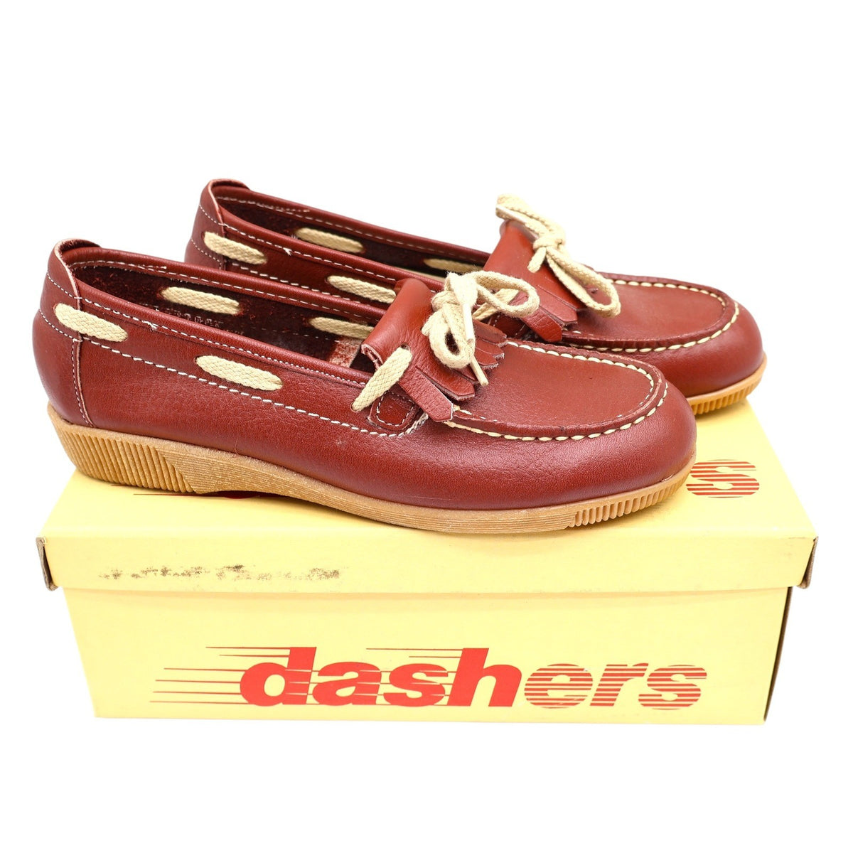 Dashers Kiltie Loafers Kids Size 3 C Vintage Burgundy Leather Shoes Deadstock - take2supply