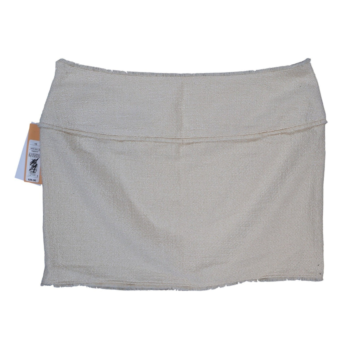 Future Collective Mini Skirt Womens 16 Cream New Textured Raw Hem Fringe - take2supply