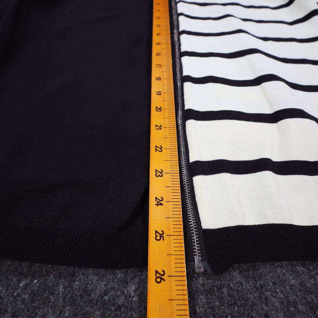 Lanalee Sweater Womens XL/1X Black White Striped Colorblock Back Zip Cotton Knit - take2supply