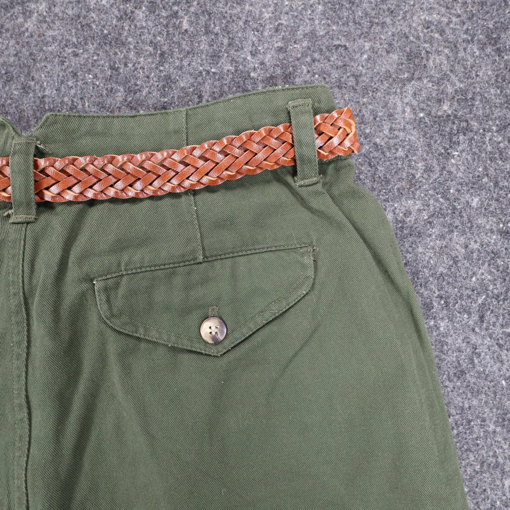 B. Bronson Pleated Shorts Womens 9/10 Vintage 90s Olive Green Cotton With Belt - take2supply