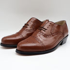 Conti Oxford Shoes Mens 9 D Vintage Brown Leather Cap Toe Brogue H1005 NOS - take2supply