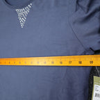 Erin London Top Womens Medium Blue Viscose Studded Puff Sleeve French Terry NWT - take2supply