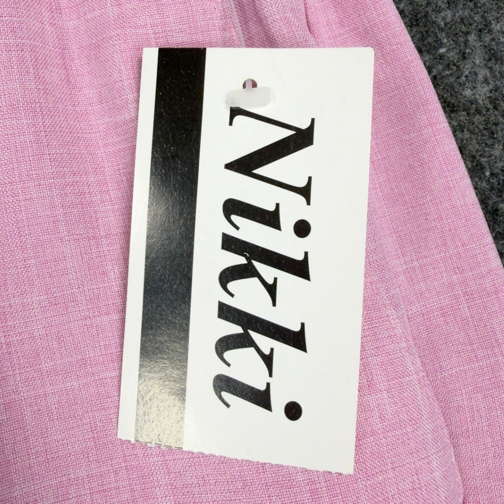 Nikki Vintage 90s Elastic Waist Pants Women 14 Rose Pink Polyester NWT Deadstock - take2supply