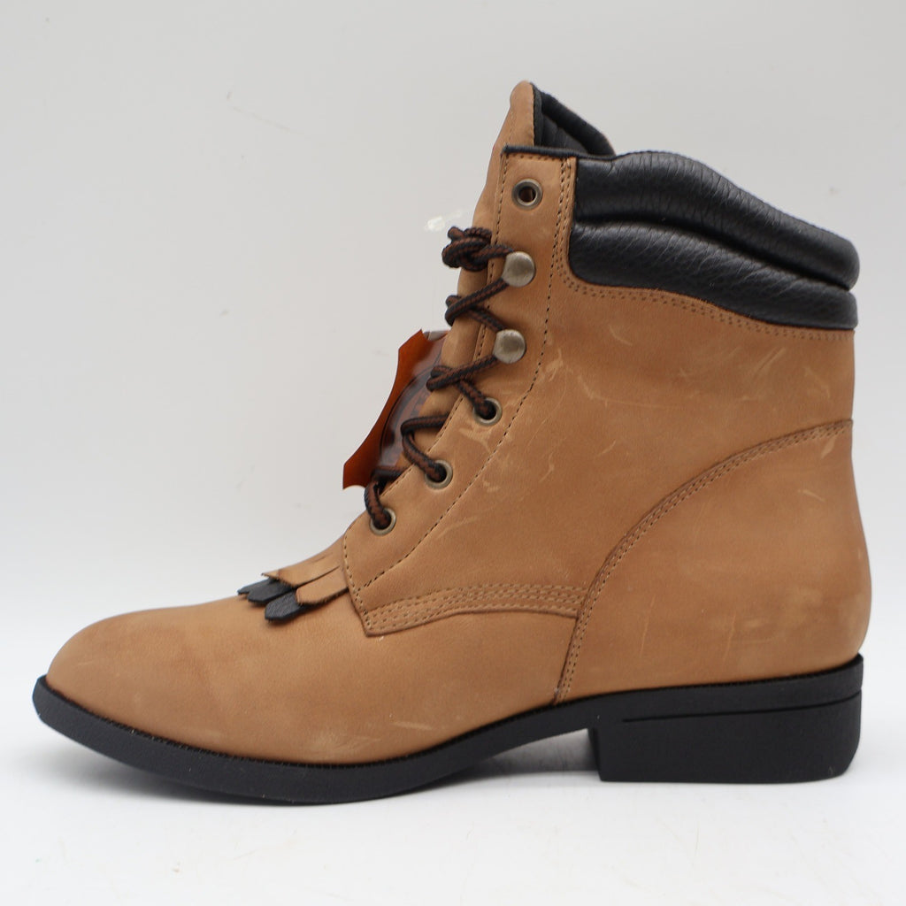 Laredo 551 Lace Up Western Boots Womens 8.5 Brown Leather Kiltie Deadstock - take2supply