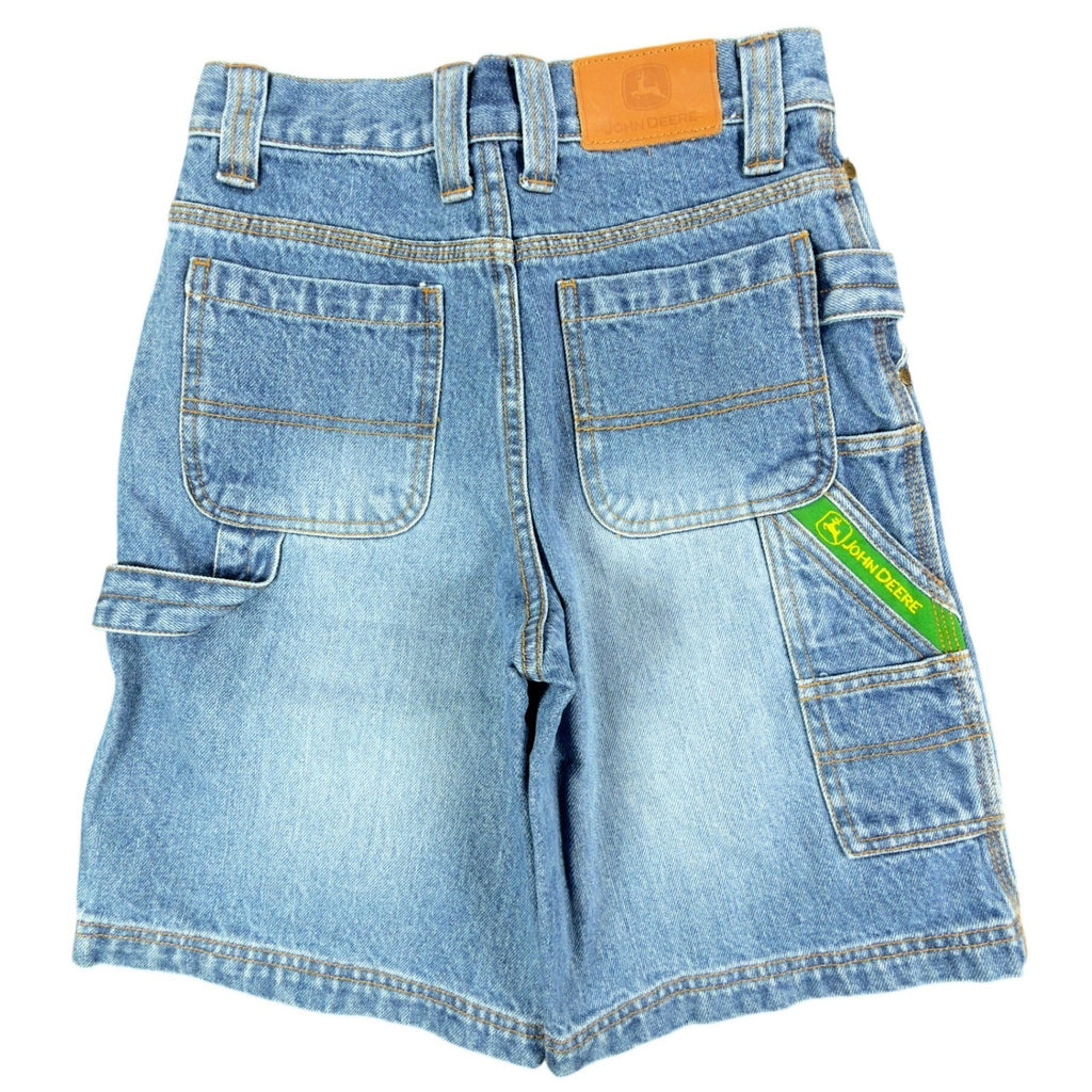 John Deere Y2K Carpenter Denim Shorts Boys 8 Stone Wash NWT Rugged Workwear - take2supply