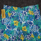D.K. GOLD Floral Paisley Shorts Womens Medium Vintage 90s Blue Green Made in USA - take2supply