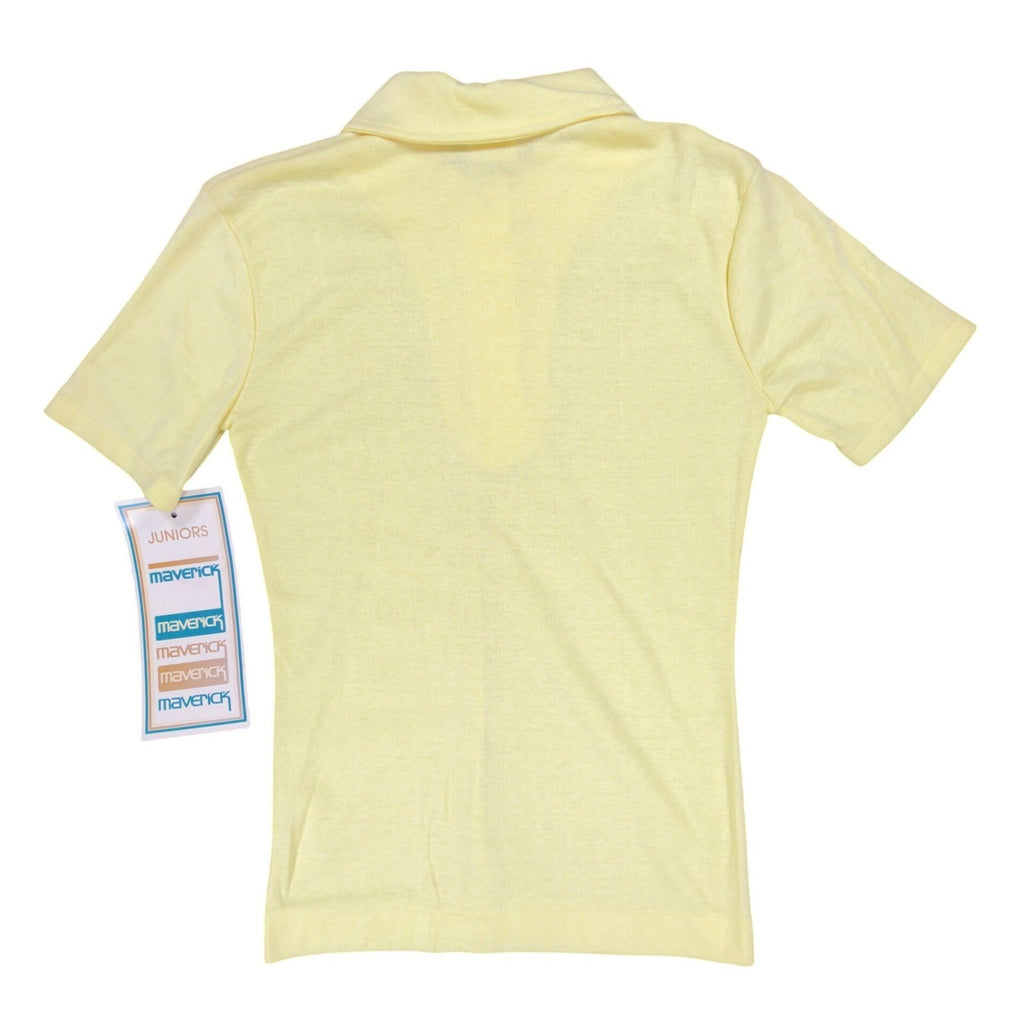 Maverick Vintage 70s Polo Shirt Juniors Small Yellow Cotton Blend NWT Deadstock - take2supply