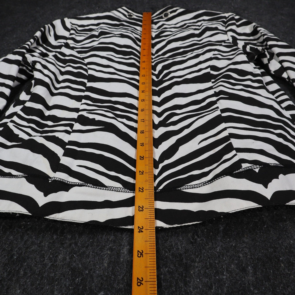 Emma J Zebra Print Jacket Womens M Y2K Black White Cotton Grommet Eyelet Trim - take2supply