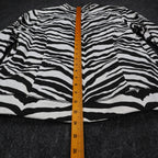 Emma J Zebra Print Jacket Womens M Y2K Black White Cotton Grommet Eyelet Trim - take2supply
