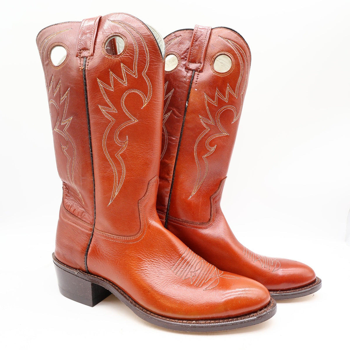Acme Vintage Western Cowboy Boots Mens 9.5 D Cognac Leather New - take2supply