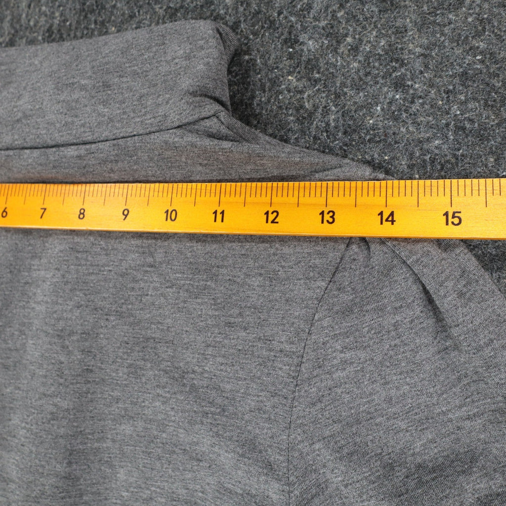 AGB Mock Neck Top Womens Size S Gray Short Puff Sleeve Pleated Front 04-29J33 - take2supply