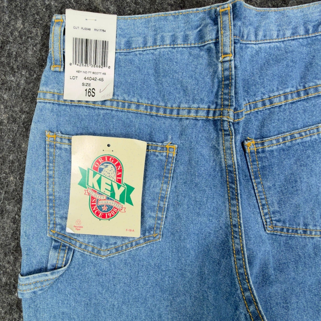 Key Vintage Carpenter Jeans Kids 16S Blue Cotton Denim Deadstock NWT C701 - take2supply