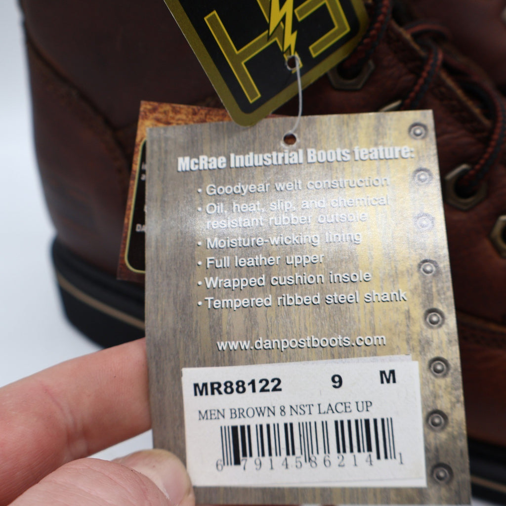 McRae Industrial Work Boots Mens 9 Brown Leather 8in Lace Up NST EH MR88122 - take2supply