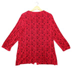 N Touch Blouse Womens Medium Vintage Red Black Geometric Button Front 3/4 Sleeve - take2supply